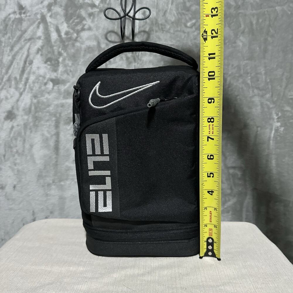 Nike Hoops Elite Fuel Pack Insulated Lunch Bag Black Silver Durable Dual Storage - Picture 10 of 11